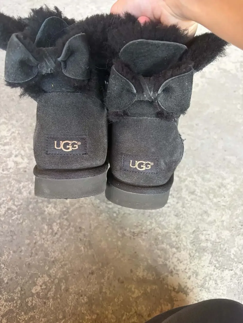 UGG Women's Mini Bailey Bow II Black Suede Boots Size 8
